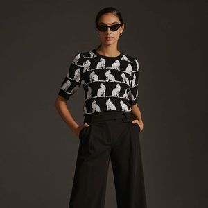 Anthropologie | Harmon Jacquard Sweater Tee by Maeve | Size: Small | Color: Blac